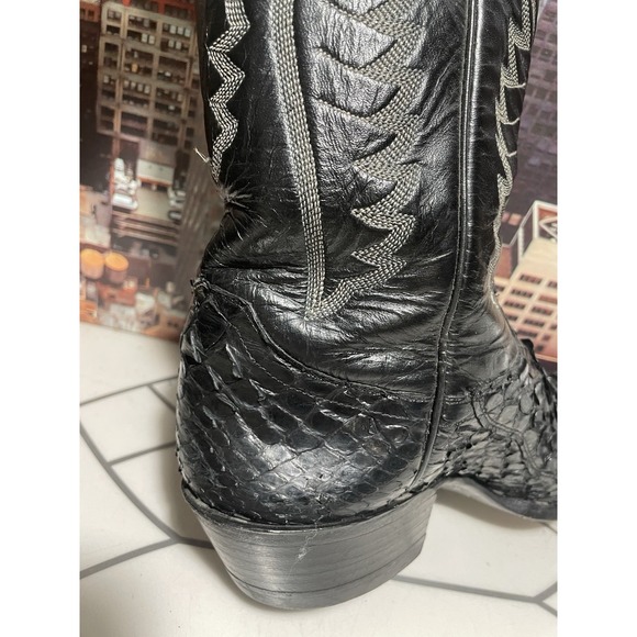 Vintage Justin Black Snake Skin Cowboy Western Boots Mens Sz 7.5 D/6046 USA Made - Picture 13 of 13